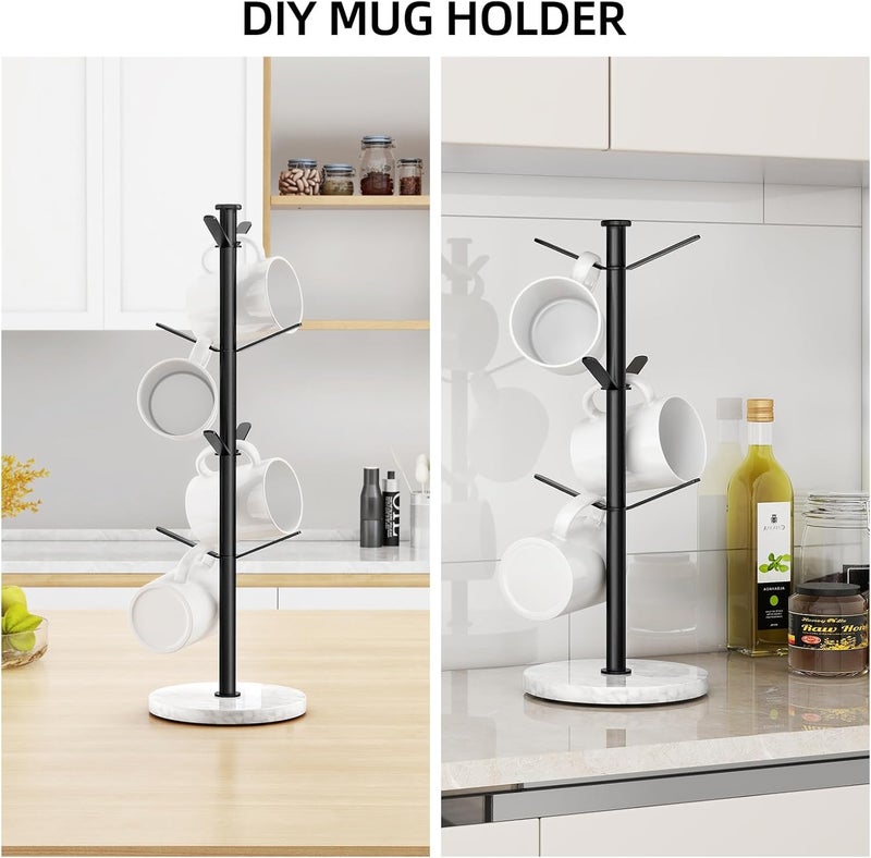 Gypie Marble Mug Holder Tree, 8 Hooks Coffee Cups Stand, New Upgraded Stable Mug Stand for Kitchen Counter Cabinet Cafe Black - Image 4